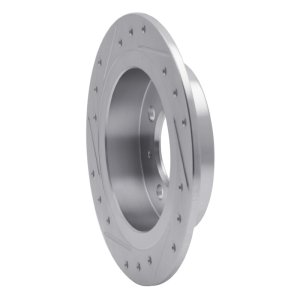 Nissan 200SX Brake Rotor (1) - Rear Right - R1 Concepts - Drilled & Slotted - Silver - `91-`06